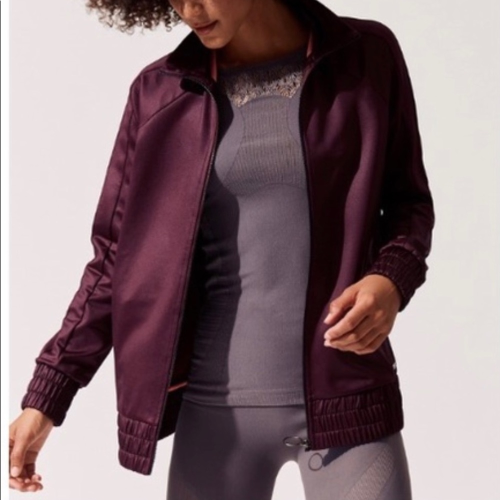 NWT Sweaty Betty purple shimmer lightweight slim fit Laverne track jacket